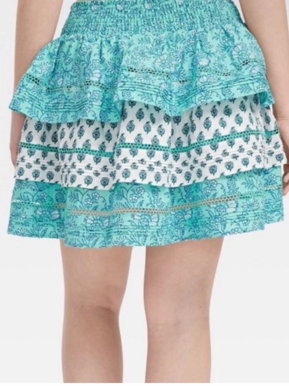 Roller Rabbit X Target Blue Floral Smocked Tank and Tiered Skirt Set NWT Size XL